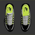 White And Gray Sneakers With Yellow Accents Stripe Design And Air Cushion Sole