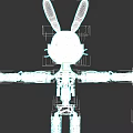Game and Movie Character Mechanical Rabbit With Golden Ears Metallic Body And Knives On Arms