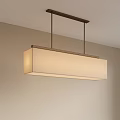 Modern Rectangular Beige Fabric Pendant Light Hanging From Ceiling With Metal Frame 3d model
