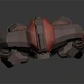 Red And Brown Sci Fi Humanoid Character With Helmet And Blocky Armor Design
