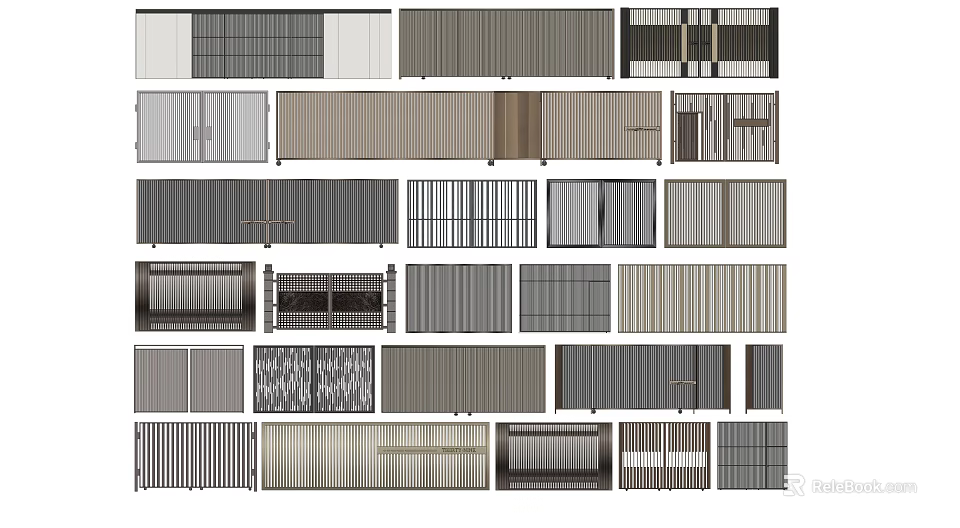 Entry Gates Design Ideas Featuring Various Modern Styles With Grille Patterns And Metal Frames 3d model
