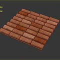 Red Roof Tiles Neat Arrangement With Weathered Surface And Green Moss