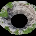Natural Circular Geological Formation With Rocky Surface Green Vegetation And Hollow Center