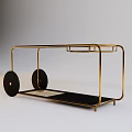Commercial Equipment Gold Frame Service Cart With Black Wheels And Tabletop