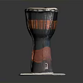 Traditional Handcrafted Drum With Black Red Orange Stripes And White Base