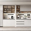 Modern Open Kitchen Wine Cabinet With Glass Doors And Wine Bottle