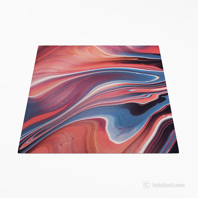 Vibrant Square Carpet With Red Pink Blue Swirl Patterns For Living Room Decor 3d model 