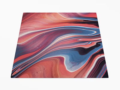 Vibrant Square Carpet With Red Pink Blue Swirl Patterns For Living Room Decor 3d model