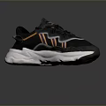 Modern Casual Black Sneakers With Orange Purple Stripes And Silver Sole