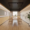 Hotel Chess Room Interior With Long Table Wooden Chairs Chessboard Decor And Potted Plant