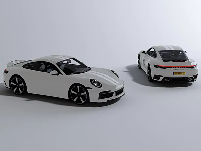 White Modern Sports Cars Front Rear View With Sleek Design And Alloy Wheels 3d model