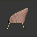 Cozy Pink Knitted Chair With Gold Metal Legs And Comfortable Design