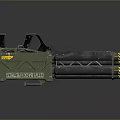 Military Style Green Rocket Launcher With Black Grip Yellow Markings And Tactical Components 3d model