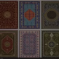 Colorful Square Rugs Featuring Traditional Patterns and Geometric Designs in Multiple Colors 3d model