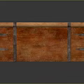 Orange Vintage Wooden Chest With Textured Surface Metal Straps And Handle