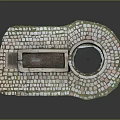 Colorful Mosaic Floor Design With Stone Circular Well And Rectangular Trough