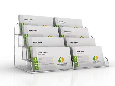 Transparent Acrylic Business Card Holder Displaying Multiple Jane Smith Vitality Health Cards 3d model