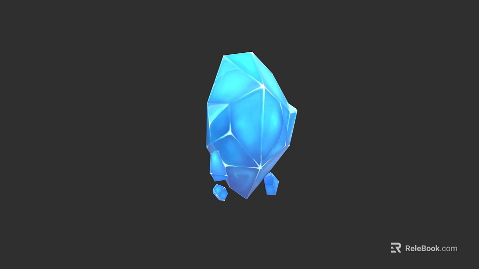 Blue Faceted Crystal Gemstone Jewelry Piece With Sparkling Shine And Design 3d model 