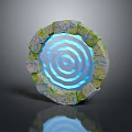 Decorative Circular Light Fixture With Blue Spiral Glowing Center And Colorful Speckled Edges