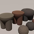 Modern Textured Fabric Multicolor Ottoman Poufs with Round Shape for Living Room