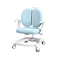 Light Blue Children's Chair With Double Backrest Armrests And Wheeled Movable Base