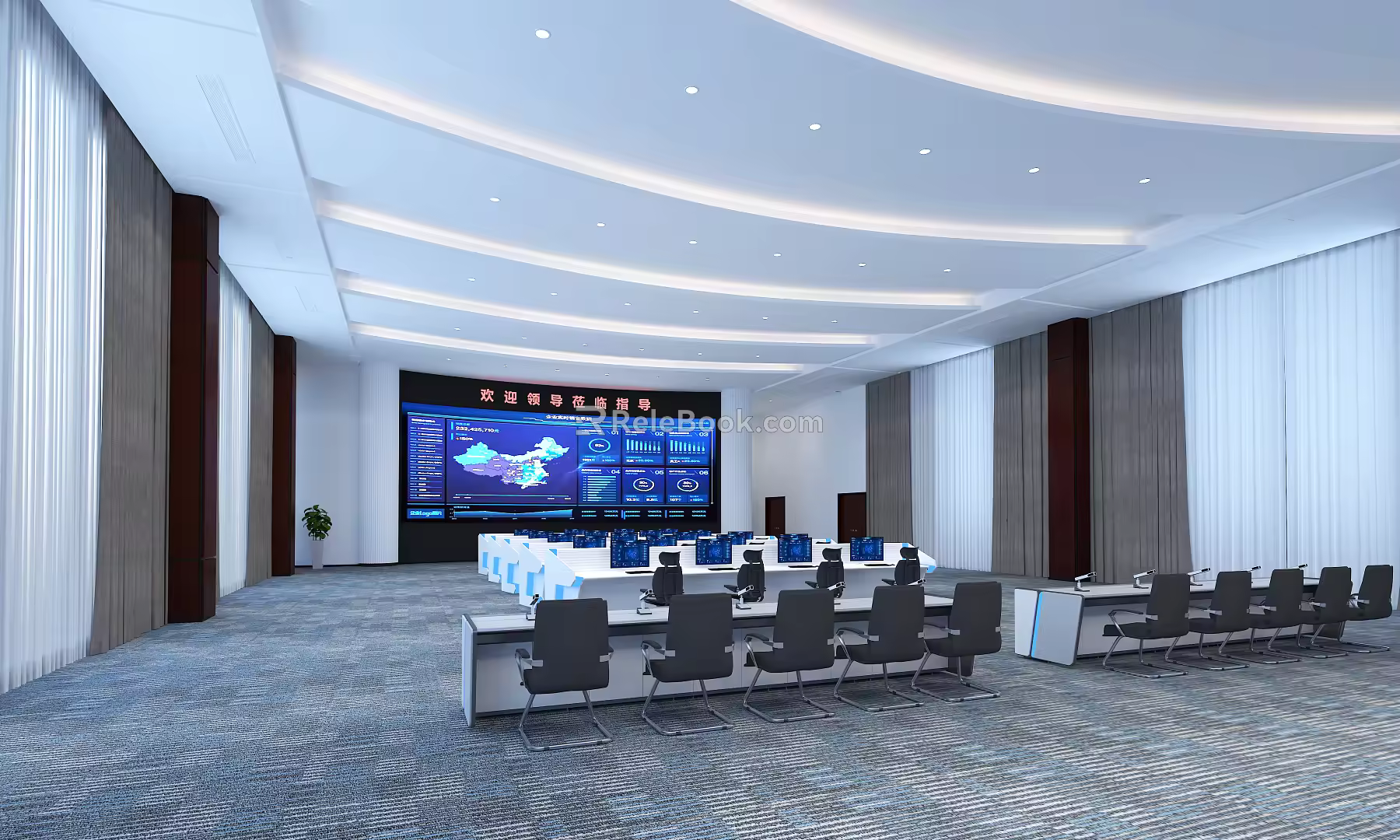 modern command center police command center 3d model