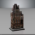 Red Brick Classical Building With Gabled Roof Multi Story Windows And Chimneys