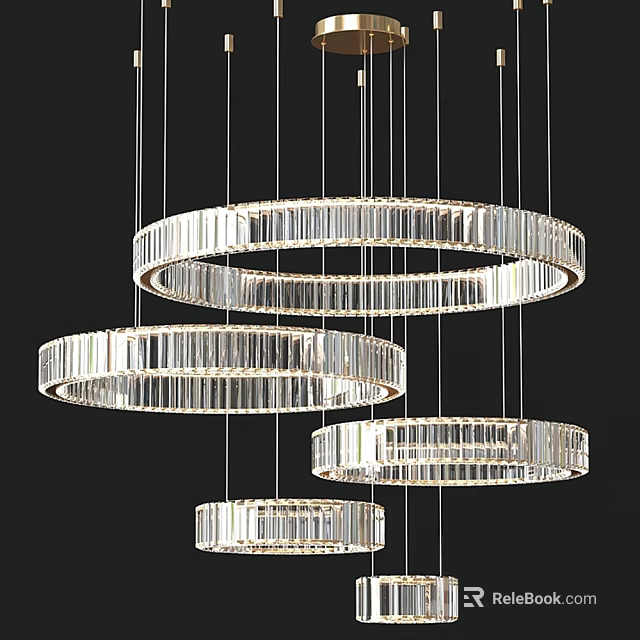 Elegant Modern Circular Crystal Chandelier With Multiple Layers For Interior Design 3d model 