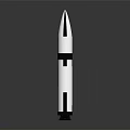 Modern Silver Missile With Black Stripes And Cross Mark Vertical Design 3d model