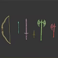 Medieval Historical Weapons Collection Including Bow Arrows Swords Axe And Dagger