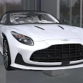 White Aston Martin Convertible Sports Car With Black Grille And Headlights Design