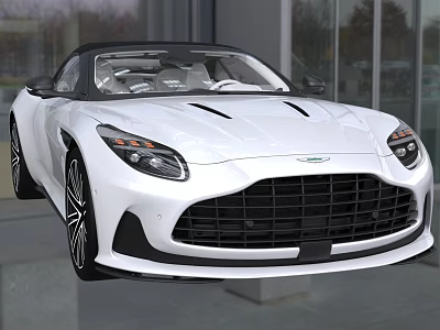 White Aston Martin Convertible Sports Car With Black Grille And Headlights Design 3d model
