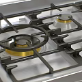 Silver Gas Stove With Oven Multiple Burners Knobs And Display Panel 3d model