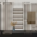 Modern Metal Room Dividers With Perforated Panels And Decorative Vase In Interior Space