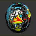 Blue Yellow Red Graphic Design Motorcycle Helmet With Visor And Strap