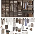 Modern Wardrobe Interior Design With Hanging Folded Clothes Bags Shoes And Shelves
