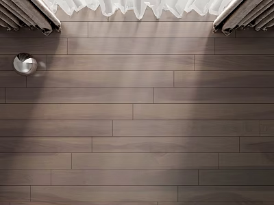 Warm Wooden Floor Interior With White And Brown Curtains And Natural Light 3d model
