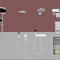 Bathroom Shower Accessories With Wall Mounted Heads Towel Racks On Brown White Tiled Wall
