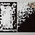 Black And White Cowhide Square Rugs With Patchwork Design For Home Decor 3d model