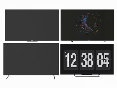 Modern TV Design With Black Screen Dynamic Display Time Function And Sleek Profile 3d model