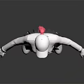 3D Character Creature In White Top Gray Pleated Skirt With Red Sunglasses And White Cap