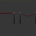 Black Stanchion Barriers With Pink Bases Yellow Tops And Red Ropes