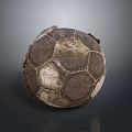 Old Worn Leather Soccer Ball With Vintage Look For Daily Sports Use