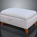 Light Gray Fabric Storage Ottoman With Upholstered Top And Wooden Legs