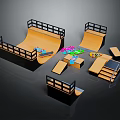 Children Fun Mini Skate Park With Ramp Railings And Colorful Toys