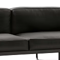 Black Leather Three Seater Sofa With Modern Minimalist Design And Metal Legs