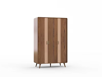 Modern Wooden Wardrobe With Double Doors And Tapered Legs Design 3d model