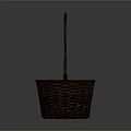 Brown Handwoven Wicker Basket With Curved Handle For Daily Household Use
