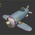 Detailed Blue Metal Airplane Model With Propeller And Transparent Cockpit Design