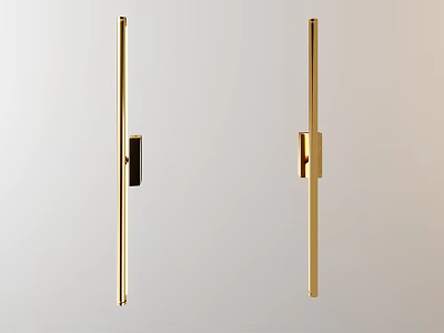 Modern Gold Metal Wall Lamp With Slim Design For White Wall Decor 3d model